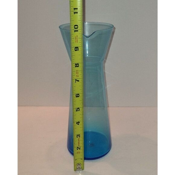 Retro Blue Glass Beaker Carafe Pitcher by Roost San Francisco 9 3/4"  tall - Picture 5 of 6
